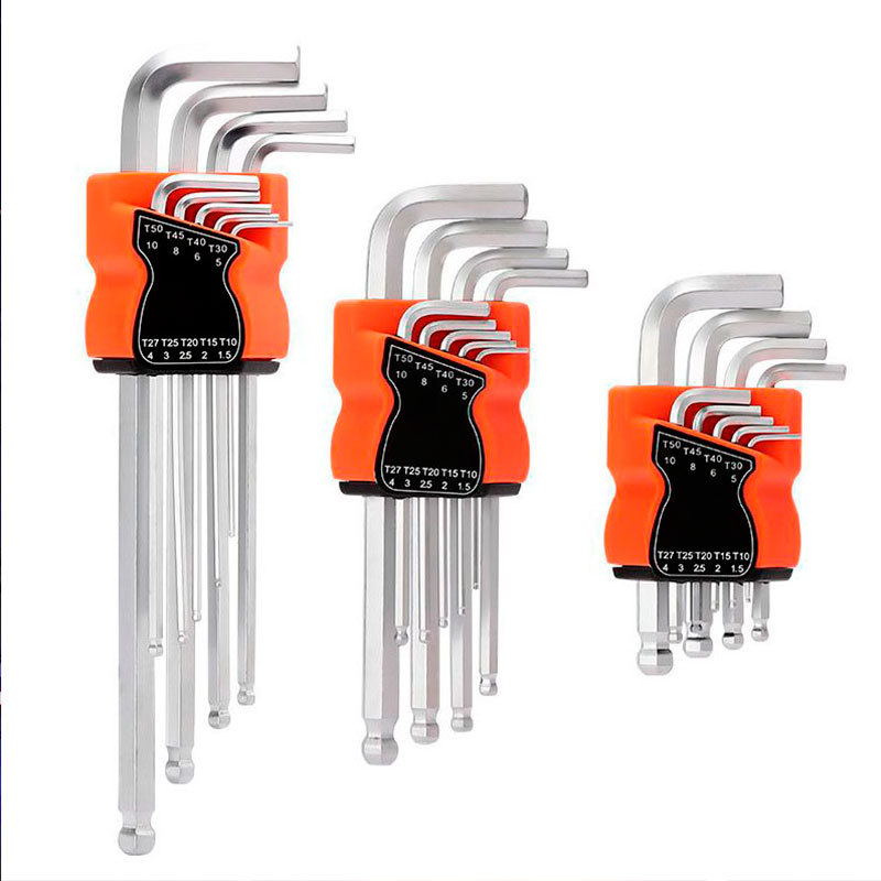 Llave hexagonal genuina s2 juego de 9 piezas cabeza de bola de ciruela destornillador hexagonal en forma de medidor Llave de tubo de manga larga