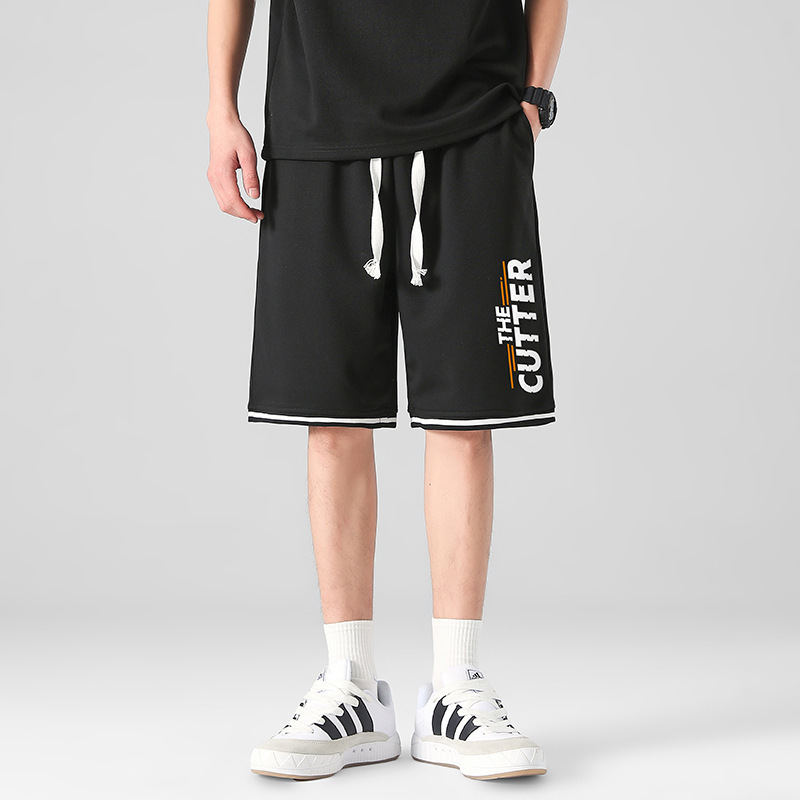 Al por mayor transfronterizo deportivo de ocio de verano de mangas cortas pantalones elásticos de cinco puntos de hombre de punto sueltos pantalones rectos image 21
