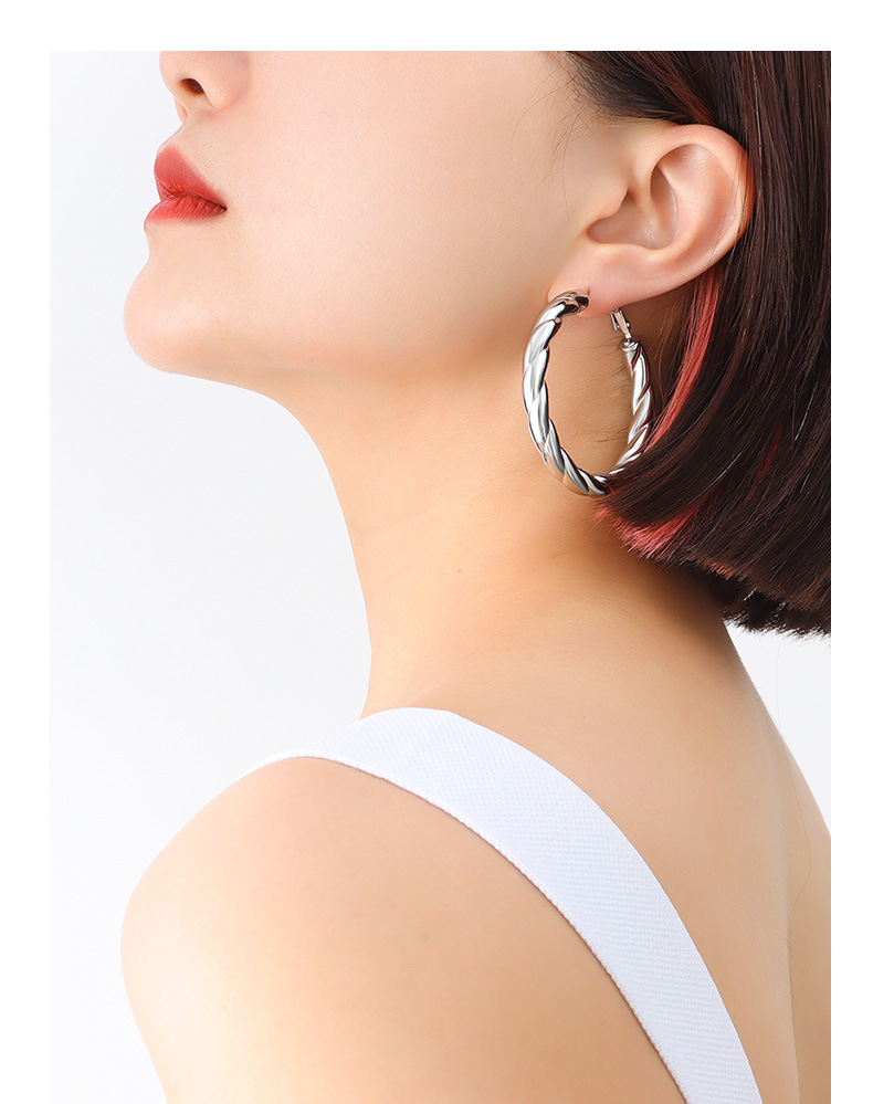 French Style Solid Color Titanium Steel Earrings Stainless Steel Earrings_colorza_2