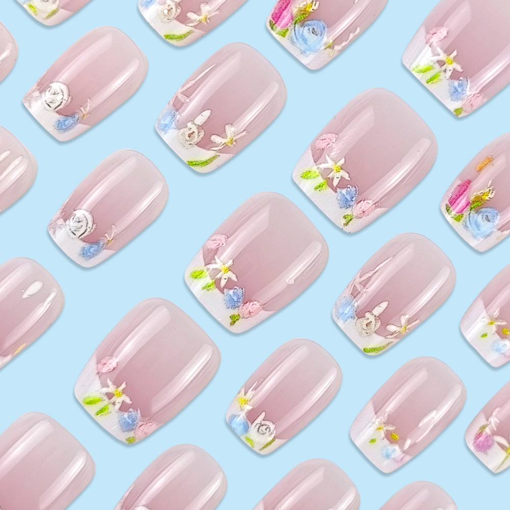 30 piezas de parche de uñas en relieve de flores en caja, pequeño libro rojo, impresión de color, piezas de uñas, piezas de uñas de gran venta