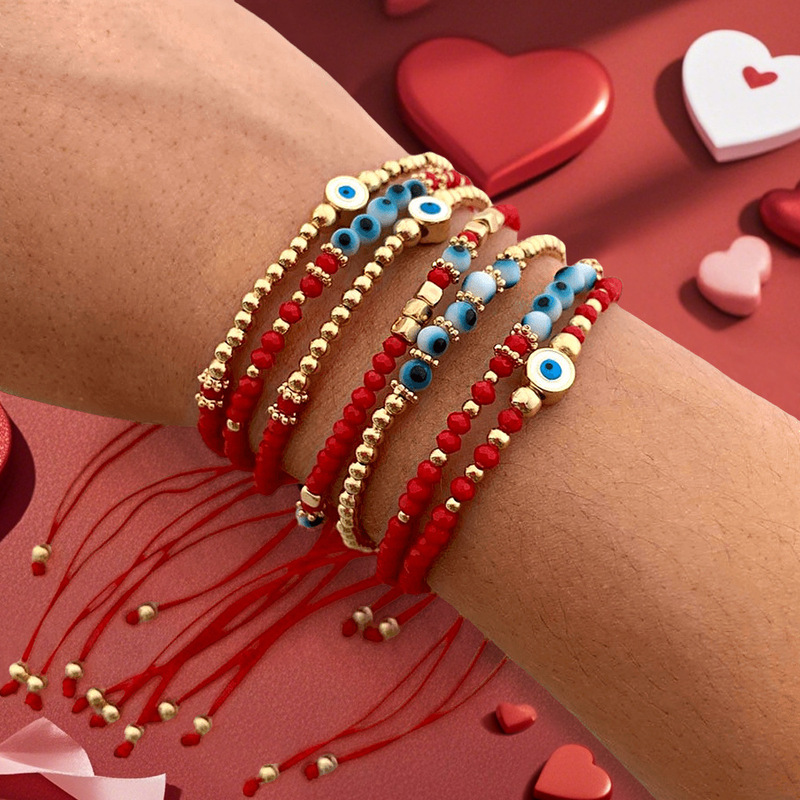 2025 Year of Life Transfer Red Rope Bracelet Stacked DIY Hand-woven Beaded Bracelet Eye Bead Couple Bracelet