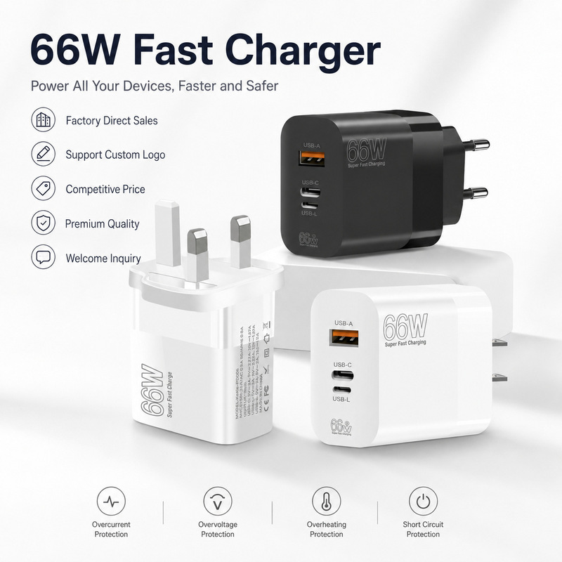 66W Super Fast Charging Head PD Reverse Charger European, American and British Regulations Applicable to Apple Huawei Xiaomi Mobile Phone Adapter