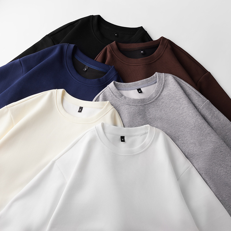 330g Tide Brand Heavy Solid Color Men's Crewneck Sweatshirt Tide Brand American Shoulder Loose Casual Early Autumn Jacket Men 330g Tide Brand Heavy Solid Color Men's Crewneck Sweatshirt Tide Brand American Shoulder Loose Casual Early Autumn Jacket Men