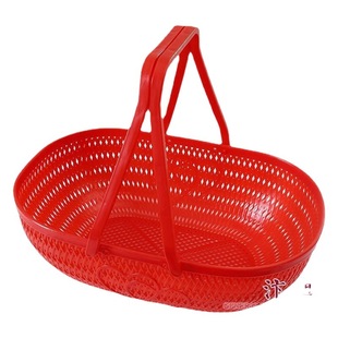 Supermarket plastic basket red portable plastic basket fruit and vegetable market shopping basket plastic basket