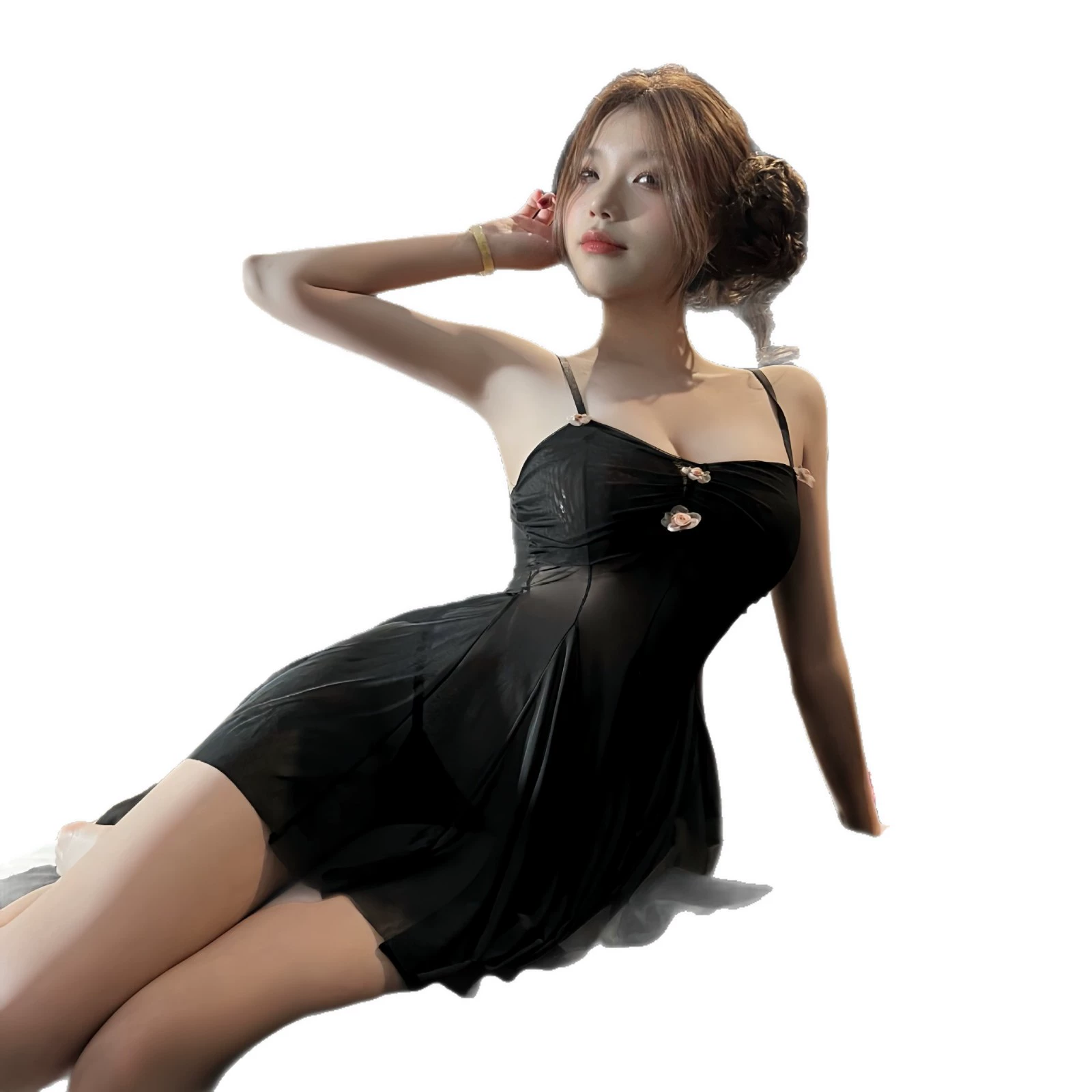 [性感诱惑网纱情趣睡衣女纯欲透视吊带睡裙新款内女一件代发A290]