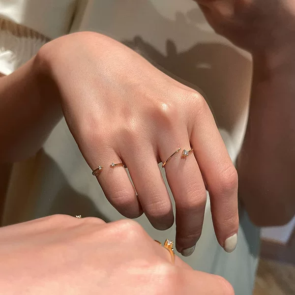 Ultra-fine Diamond Ring Opening Adjustable Light Luxury Ins Simple Stacked Ring 2022 New Fashion