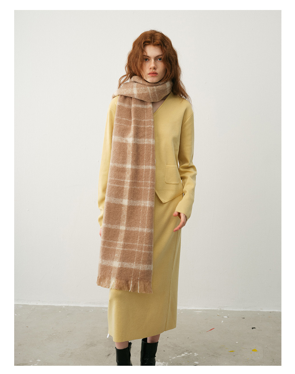 Bufanda de cuadros otoño invierno mujer de lana suave y capa_voghion.com