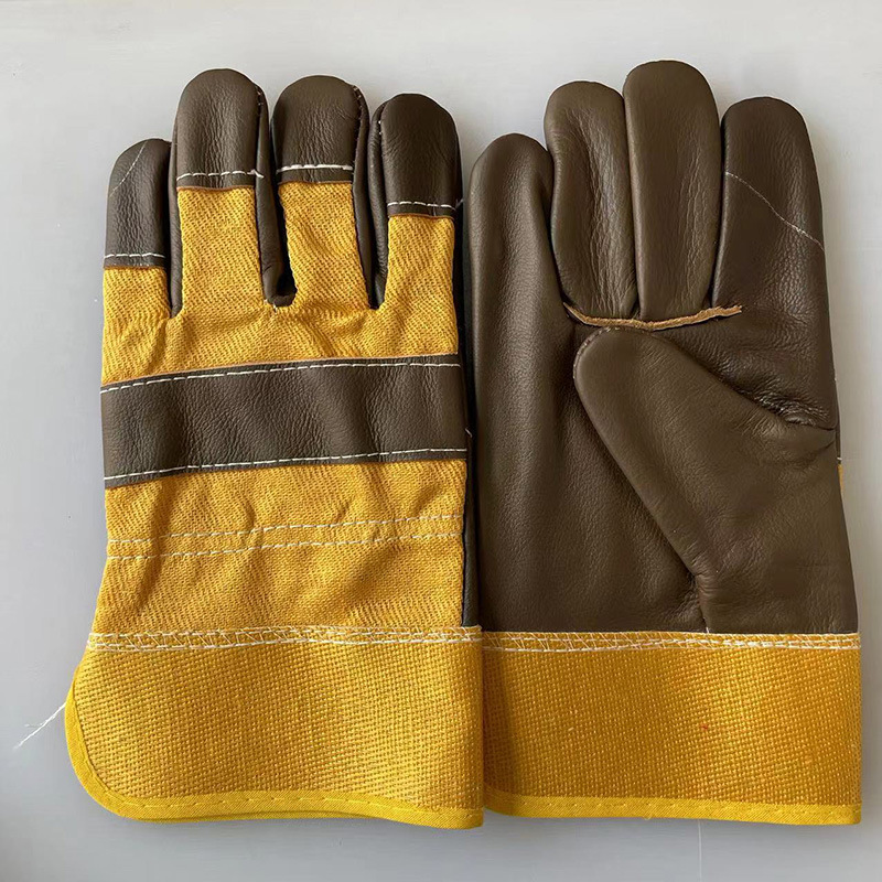 一层分掌半皮电焊手套耐磨加厚牛皮隔热焊工批发隔热耐磨烧焊