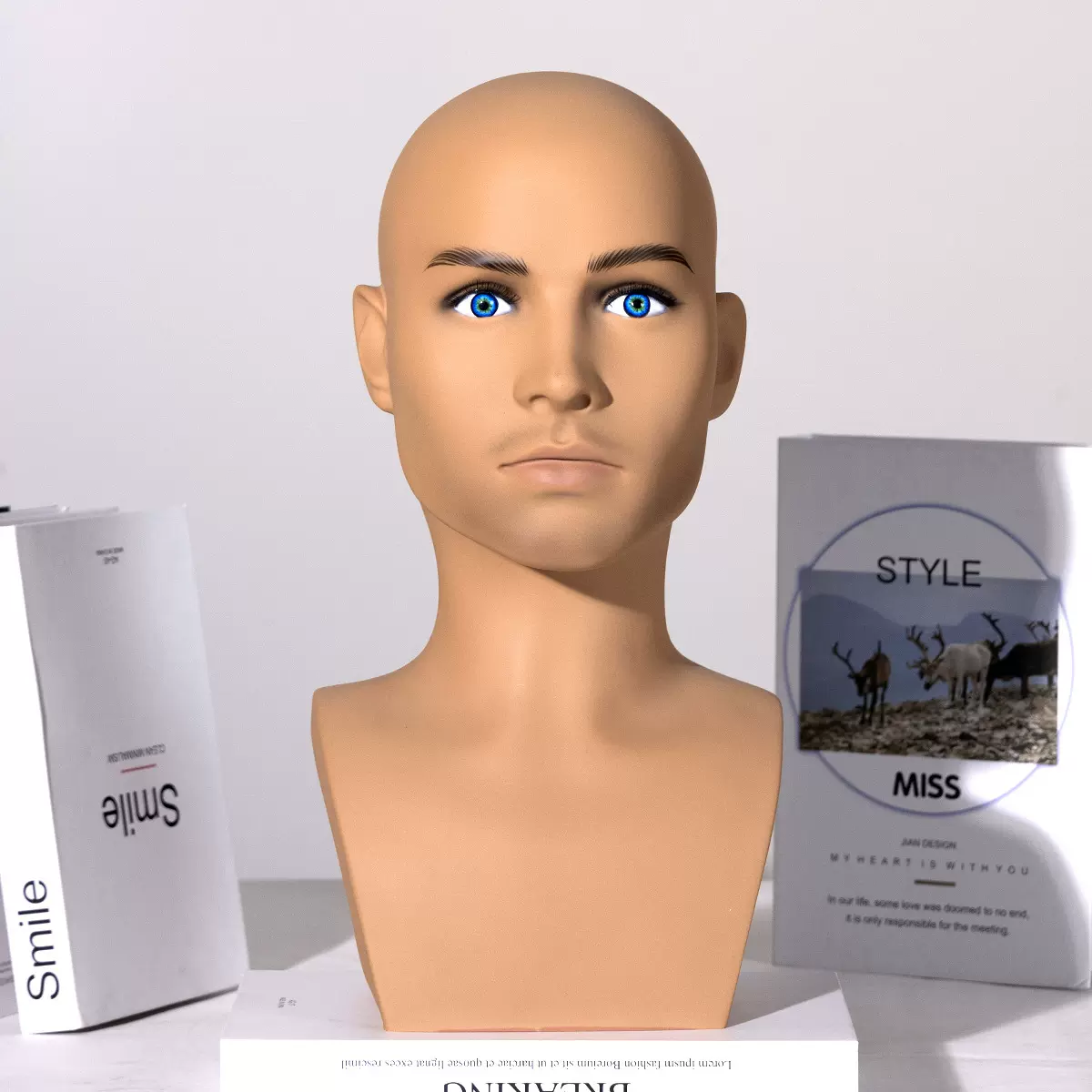 欧美男士头模半身模特仿真拍照假发模特头黑人PVC假人头Mannequin