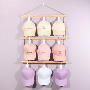 Creative solid wood hat rack clothing store hat storage rack wall-mounted hat display rack wall punch-free hat rack
