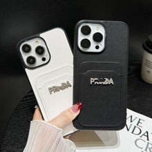 ins小众黑白插卡钻标苹果15promax手机壳适用iphone13时尚12/11女