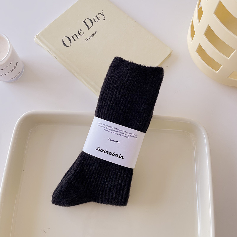 Suxinaimin invierno cordón espesado calcetines dopamina color doble aguja pila calcetines japonés cálido media pantorrilla Calcetines
