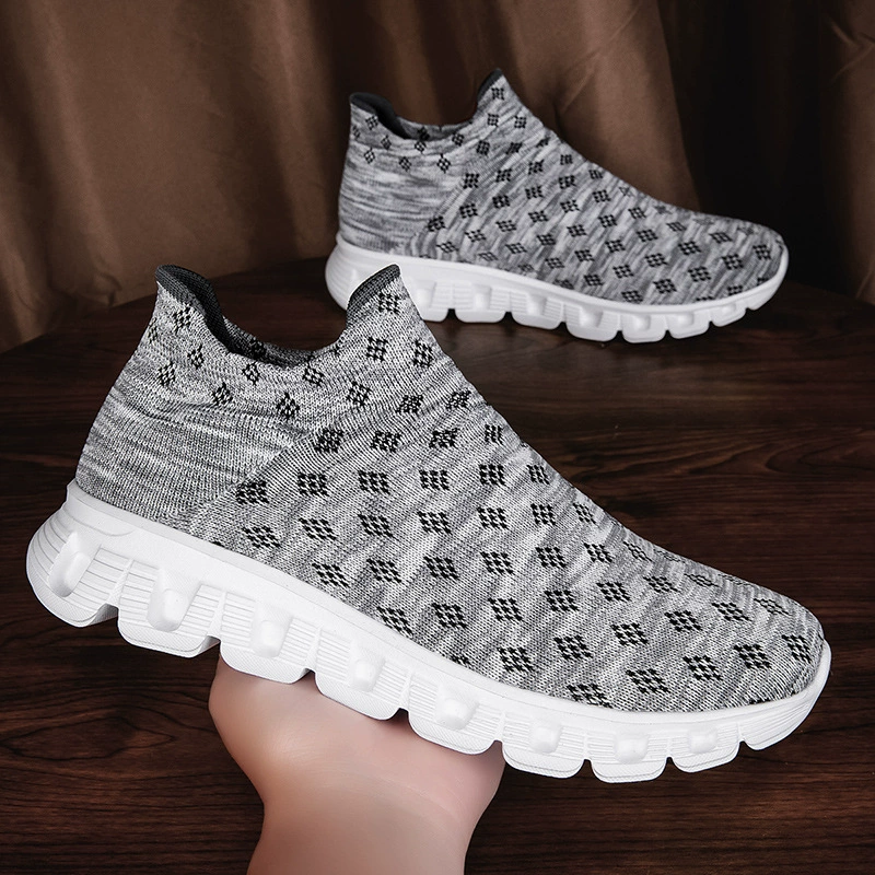 Летние новые стильные мужские носки, дышащая сетчатая обувь среднего размера, легкая спортивная и повседневная обувь большого размера на мягкой подошве.