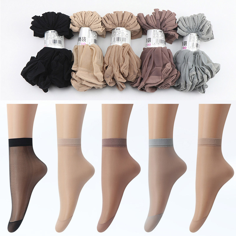 Short Stockings for Women, Thin Crystal Silk Socks, Summer Sheer Black Transparent Mid-Calf Stockings, High-Elastic Women's Socks Short Stockings for Women, Thin Crystal Silk Socks, Summer Sheer Black Transparent Mid-Calf Stockings, High-Elastic Women's Socks