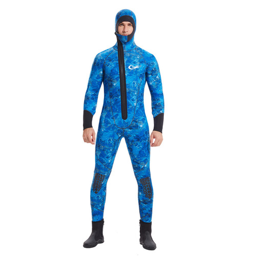 Hooded warm men's and women's 5mm wetsuit one-piece front zipper hooded cold-proof suit surfing suit wetsuit