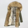 Army green+primary color tadpole hair+grass yellow rabbit hairy inner linery (placket)