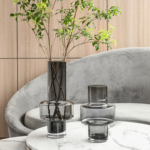Shanyuan Transparent Glass Vase High-End Light Luxury Creative Modern Flower Arrangement Decoration Hotel Model Room Ornaments Wholesale