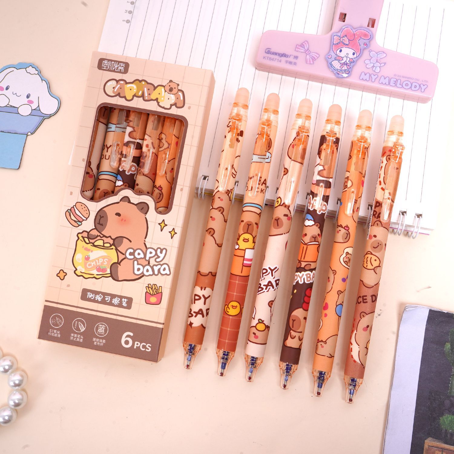 Capibara borrable lápiz neutro rojo azul borrable bolígrafo especial para estudiantes dibujos animados lindos rojo en línea.