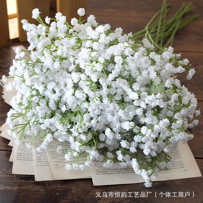 Artificial Flower Gypsophila Wedding Decoration Hand-Held Bouquet Soft Rubber Three-Prong Gypsophila Plastic Flower Wholesale Artificial Flower