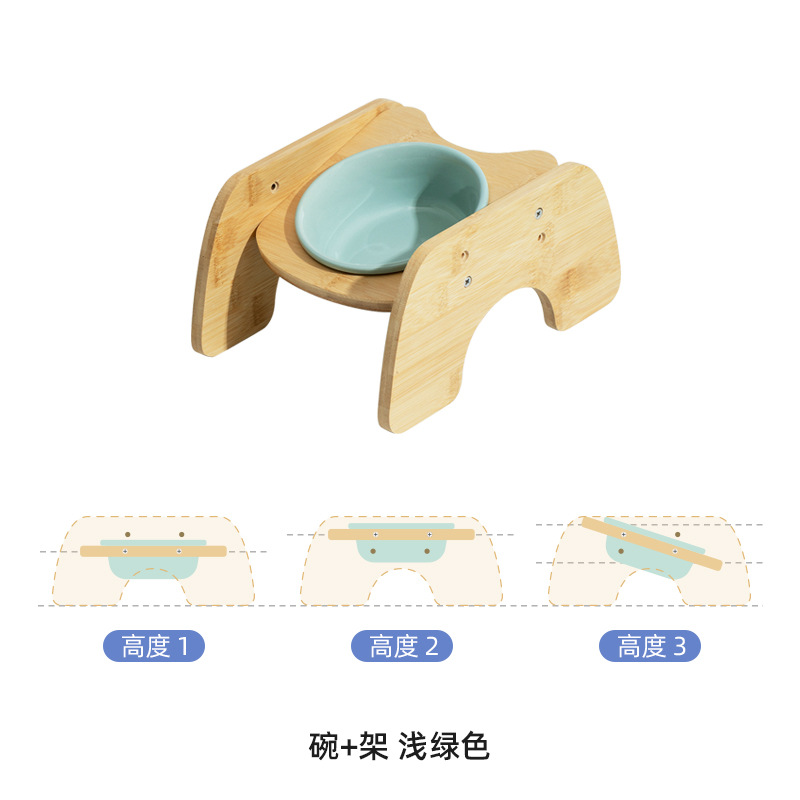 Cuenco de gato de cerámica cuenco de perro doble cuenco oblicuo protección de la boca vértebra cervical cuenco de comida para gatos antidetonante para mascotas al por mayor