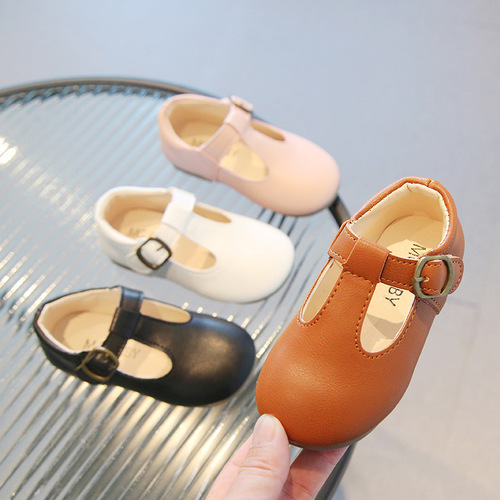 1-2-3 year old girls' single shoes  spring and autumn new leather shoes candy color soft bottom baby shoes fashion princess