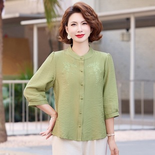 Summer Mother Dress Seven-point Sleeve Top suit 2025 Middle-aged and Elderly Mother Loose plus size Fashion Mother-in-law T-shirt