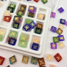 仿捷克琉璃小方块双面描金布拉格串珠散珠diy手工手串配件潮流风
