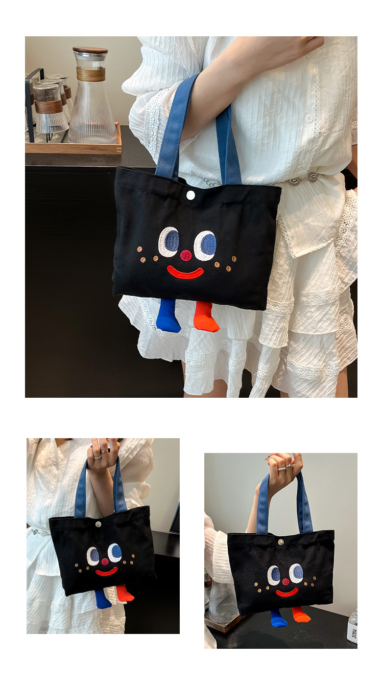 ins mini canvas bag, cute peach tote bag, Korean girl snack bento small bag canvas bag wholesale undefined