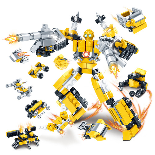 Compatible with Lego small particle building blocks, deformable robot assembly toys, children's educational kindergarten gifts