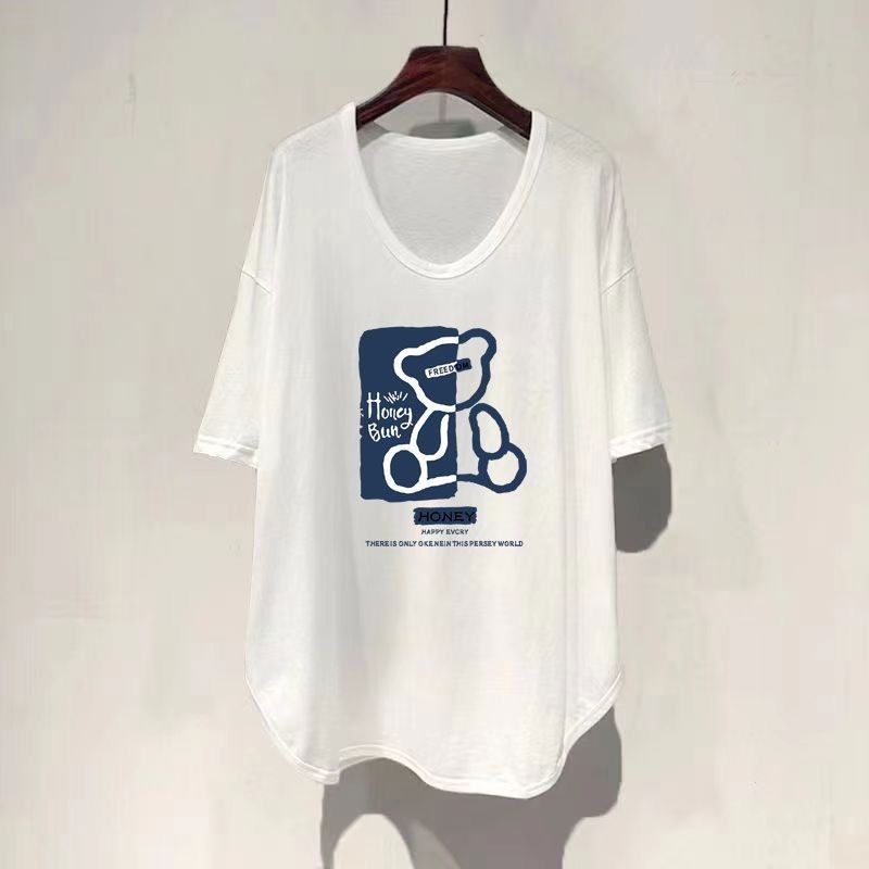 ファットmm 150kg ゆったり大きいサイズ ミドル丈 UVカラー 半袖 Tシャツ レディース 夏新作 韓国版 痩身お腹カバートップ|undefined