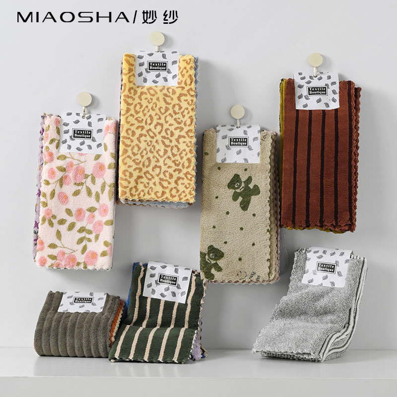 5 toallas de coral 30 * 30 toallas de cocina toallas de leopardo suave absorción de agua toallas de té transfronterizas
