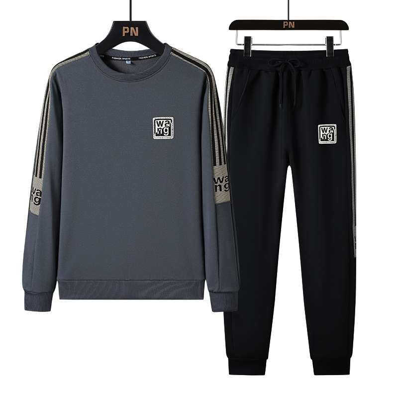 2022 nuevo otoño y invierno juego de deportes casuales de dos piezas de moda para hombres suéter de cuello redondo juvenil