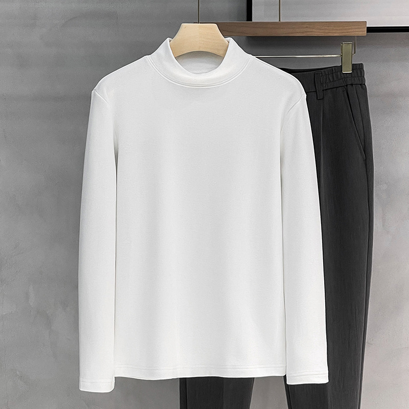 Desong Mock Collar 남성베이스 셔츠 Ins 가을과 겨울 방추위 긴팔 티셔츠 하이 스트리트 따뜻하고 편안한 내복 옷