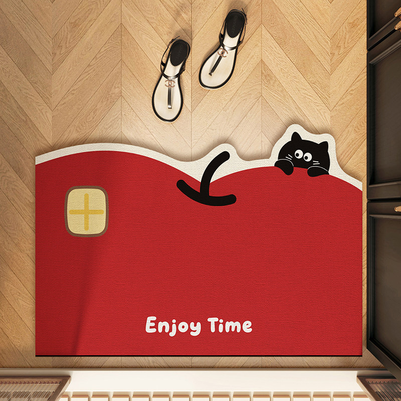 Bathroom floor mat is water-absorbent, quick-drying, dirt-resistant, easy to maintain, non-slip, cartoon-style, for home use, made of diatomaceous earth