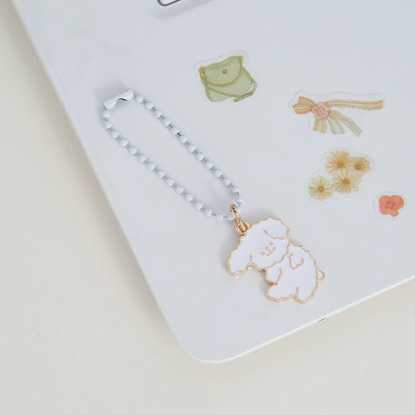 Bead chain-little white dog