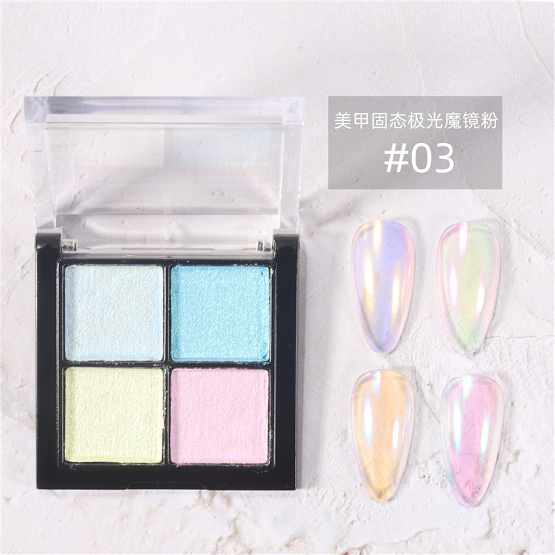 2021 nueva Uña de cuatro colores sólido Aurora espejo mágico polvo hielo transparente Hada sirena espejo harina color mágico nude rosa