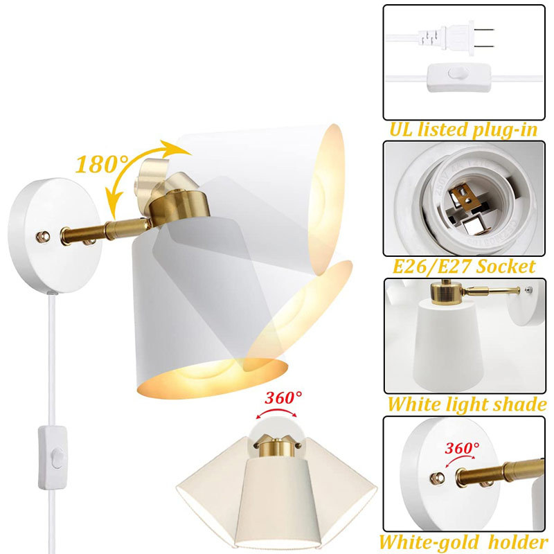 American retro estilo industrial Rocker lámpara de pared dormitorio estudio con interruptor lámpara colgante Lámpara de lectura Amazon