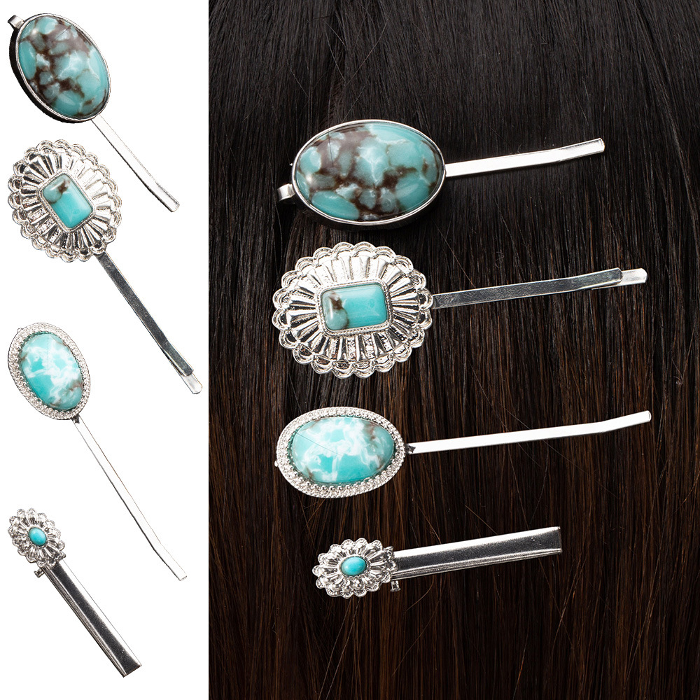 Women's Casual Retro Geometric Alloy Turquoise Plating Hair Clip display picture 37