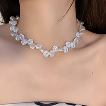 简约不规则珍珠项链轻奢小众气质高级设计感女士锁骨链