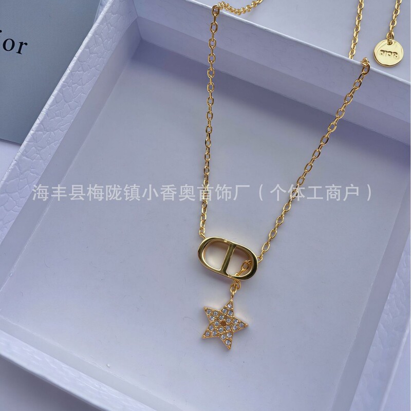 Real Shot of Dijia's High-Quality Letter Cd Tassel Star Necklace, Fashionable Full Diamond Clavicle Chain, Light Luxury Factory Wholesale Real Shot of Dijia's High-Quality Letter Cd Tassel Star Necklace, Fashionable Full Diamond Clavicle Chain, Light Luxury Factory Wholesale