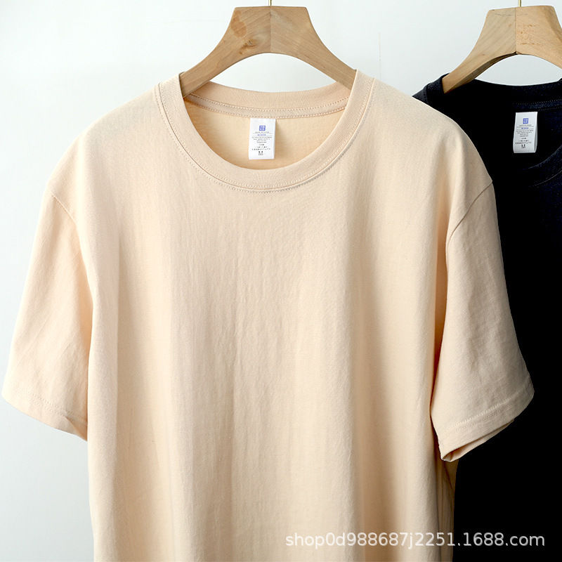 重ポンド280g新疆長毛綿重ポンド純綿tシャツ純色落肩半袖tシャツ夏底丸襟シャツ|undefined