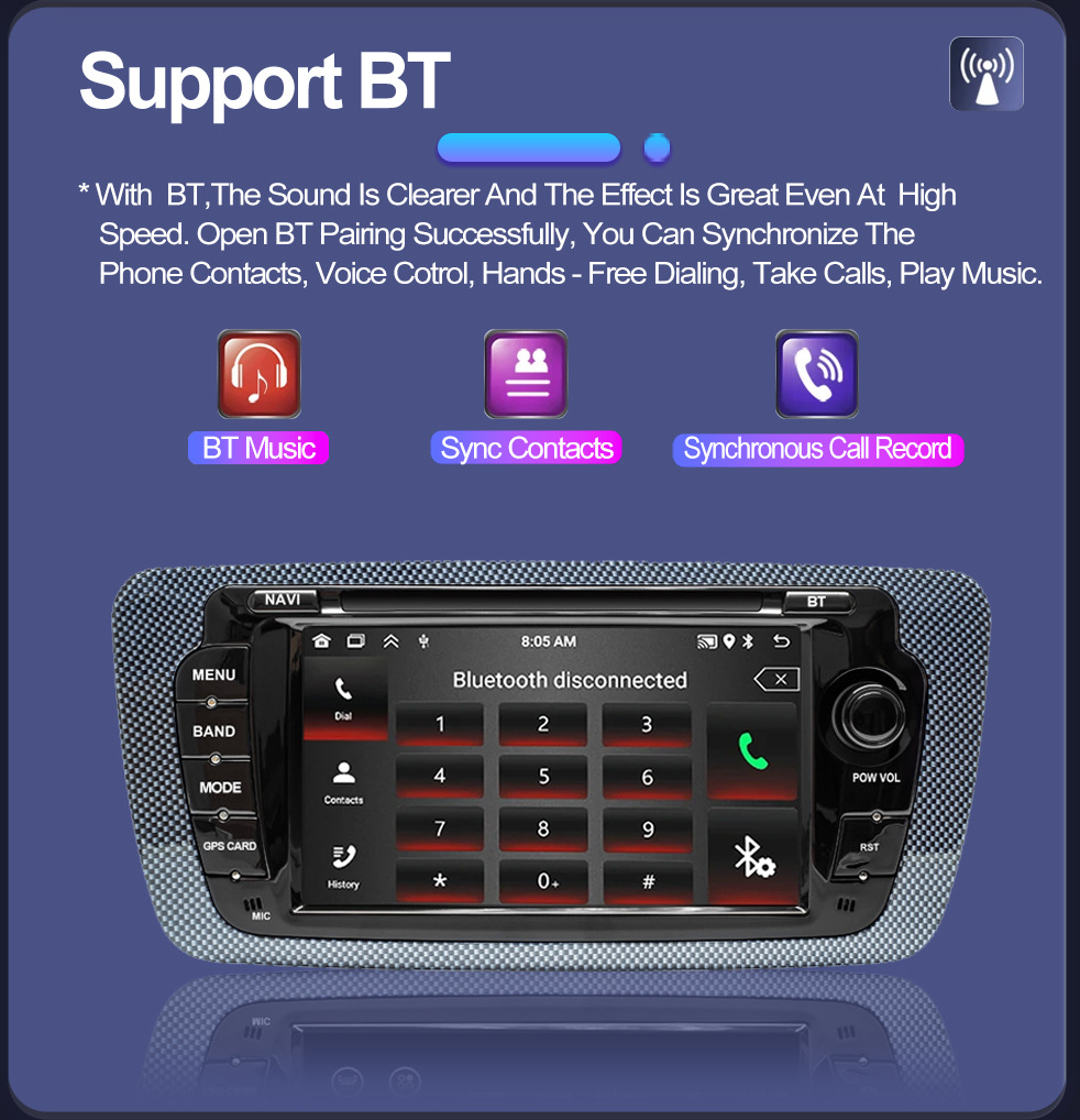 Suitable for 7inch Seat Ibiza 09-13 Android Mp5 Bluetooth Central Control Car Navigation Carplay