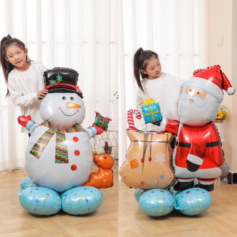 Decoración de Navidad gran base árbol de Navidad árbol anciano alce muñeca de nieve estereoscópica diseño de jardín de infantes de globos