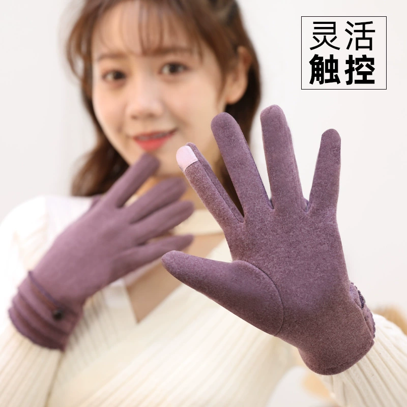  Demi-season keep warm gloves, set, velvet windproof fleece roly-poly doll