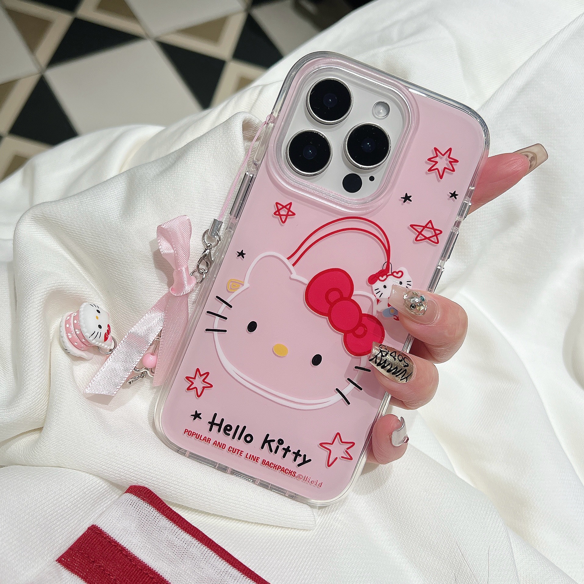 Líneas Graffiti KT bolsa para iPhone15/16 funda para teléfono móvil 15ProMax Fun 14/13 girl 16PM