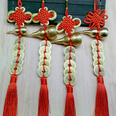 中國結掛件八卦銅葫蘆真銅三帝錢純銅五帝錢掛件銅錢掛飾廠家批發