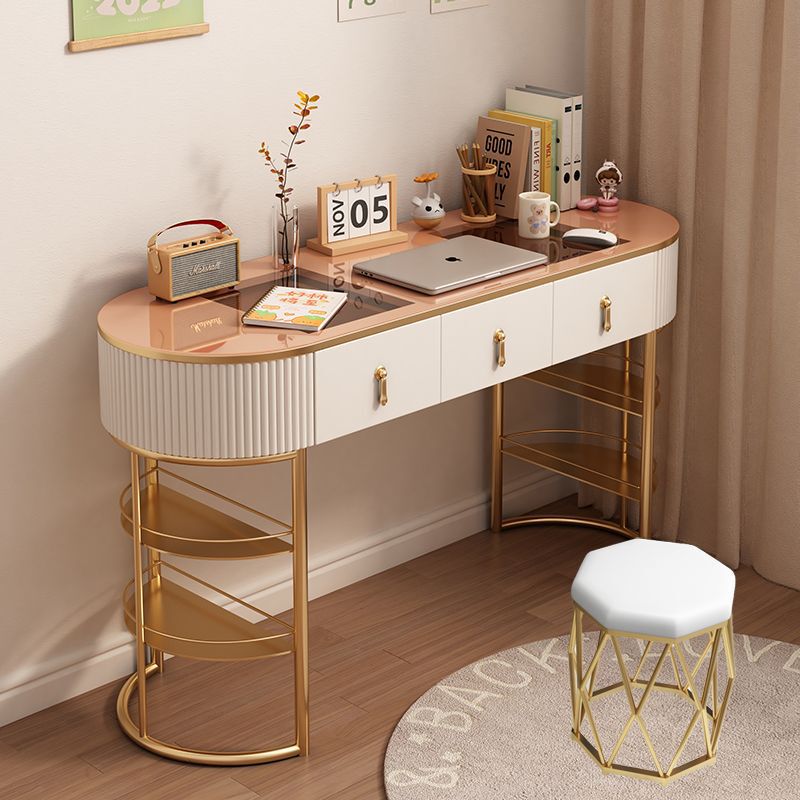 Light Luxury Desk Simple Modern Bedroom Gray White Notebook Writing Desk Nordic Small Apartment Glass Computer Desk