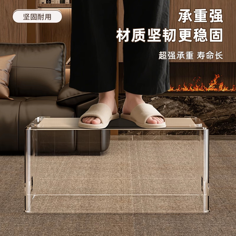 亚克力透明收纳盒桌面整理盒大容量防尘办公室书桌文具零食收纳箱|undefined