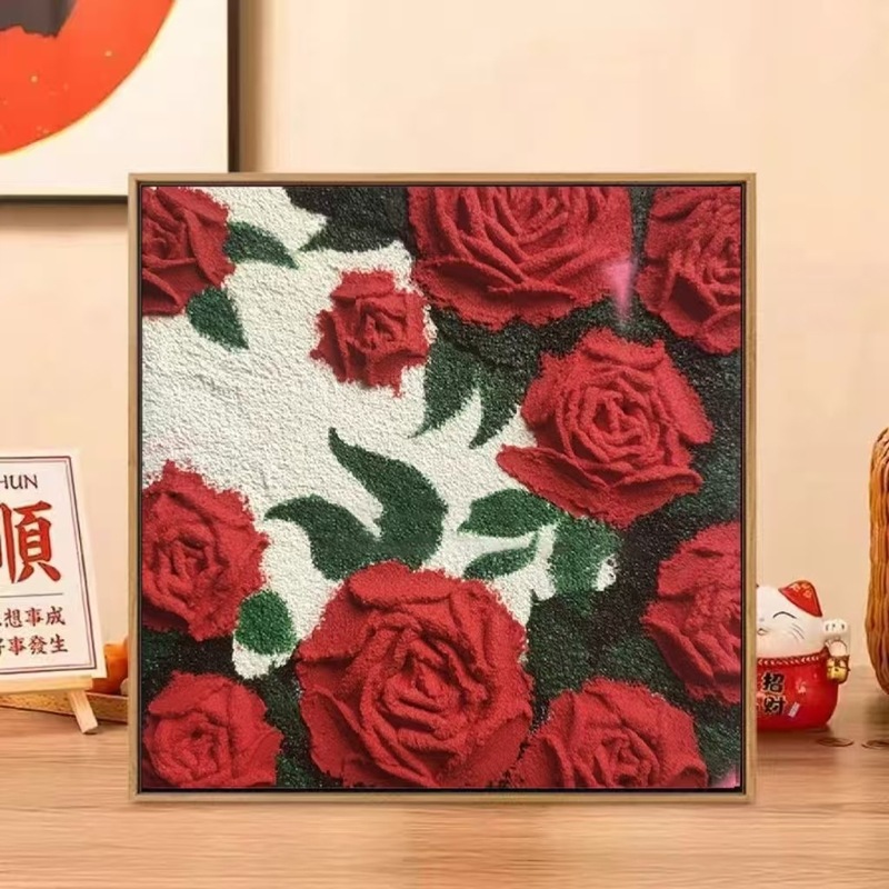 diy数字肌理画30*30批发摆摊手作店石英砂治愈手绘填充风景装饰画|undefined