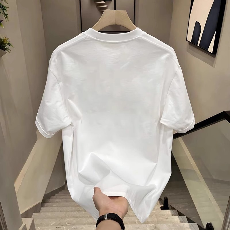 Cotton T-shirt For Men With Digital Print Round Neck Versatile_voghion.com